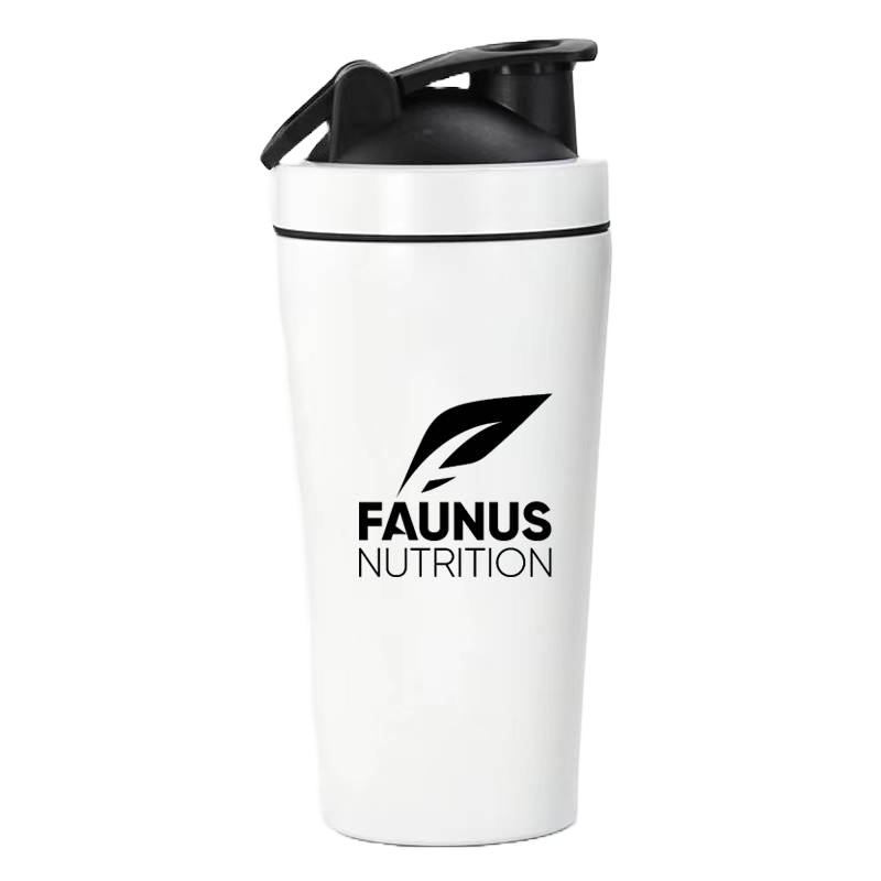 Faunus Nutrition Duurzame Rvs shakebeker | Roestvrij stalen shaker 750ml  | front side